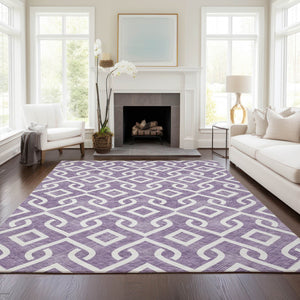 Homeroots 3' Aqua And Ivory Geometric Washable Area Rug - Perfect For Indoor Or Outdoor Spaces, Durable Design! 8' X 10' Polyester 578949
