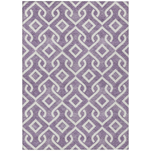 HomeRoots 9' Bold Purple and Ivory Geometric Washable Area Rug for Indoor and Outdoor High-Traffic Spaces 9' X 12' 578950