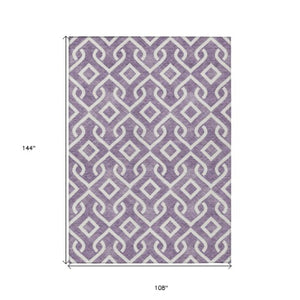 Homeroots 3' Aqua And Ivory Geometric Washable Area Rug - Perfect For Indoor Or Outdoor Spaces, Durable Design! 9' X 12' Polyester 578950