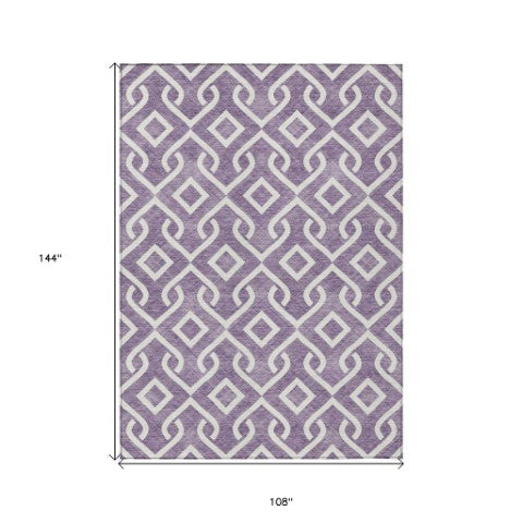 Homeroots 3' Aqua And Ivory Geometric Washable Area Rug - Perfect For Indoor Or Outdoor Spaces, Durable Design! 9' X 12' Polyester 578950