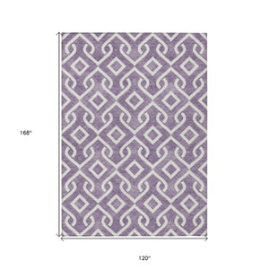 Homeroots 3' Aqua And Ivory Geometric Washable Area Rug - Perfect For Indoor Or Outdoor Spaces, Durable Design! 10' X 14' Polyester 578951