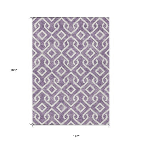 Homeroots 3' Aqua And Ivory Geometric Washable Area Rug - Perfect For Indoor Or Outdoor Spaces, Durable Design! 10' X 14' Polyester 578951
