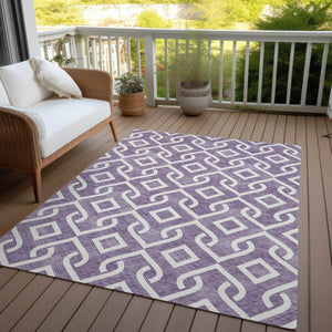 Homeroots 3' Aqua And Ivory Geometric Washable Area Rug - Perfect For Indoor Or Outdoor Spaces, Durable Design! 10' X 14' Polyester 578951