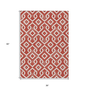 Homeroots 3' Aqua And Ivory Geometric Washable Area Rug - Perfect For Indoor Or Outdoor Spaces, Durable Design! 3' X 5' Polyester 578952