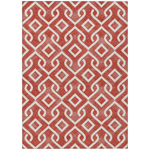 HomeRoots 5' Red and Ivory Geometric Area Rug - Stylish & Washable for Indoor/Outdoor High-Traffic Spaces 5' X 8' 578953