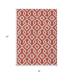 Homeroots 3' Aqua And Ivory Geometric Washable Area Rug - Perfect For Indoor Or Outdoor Spaces, Durable Design! 8' X 10' Polyester 578955