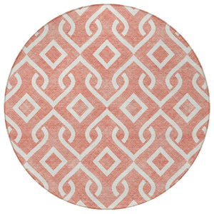 Homeroots 3' Aqua And Ivory Geometric Washable Area Rug - Perfect For Indoor Or Outdoor Spaces, Durable Design! 8' Round Polyester 578960