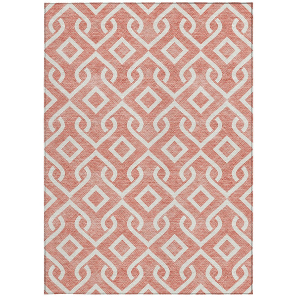Homeroots 3' Aqua And Ivory Geometric Washable Area Rug - Perfect For Indoor Or Outdoor Spaces, Durable Design! 8' X 10' Polyester 578961