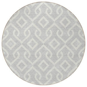 Homeroots 3' Aqua And Ivory Geometric Washable Area Rug - Perfect For Indoor Or Outdoor Spaces, Durable Design! 8' Round Polyester 578966