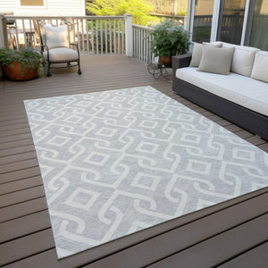 Homeroots 3' Aqua And Ivory Geometric Washable Area Rug - Perfect For Indoor Or Outdoor Spaces, Durable Design! 8' X 10' Polyester 578967