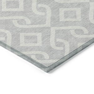 Homeroots 3' Aqua And Ivory Geometric Washable Area Rug - Perfect For Indoor Or Outdoor Spaces, Durable Design! 9' X 12' Polyester 578968