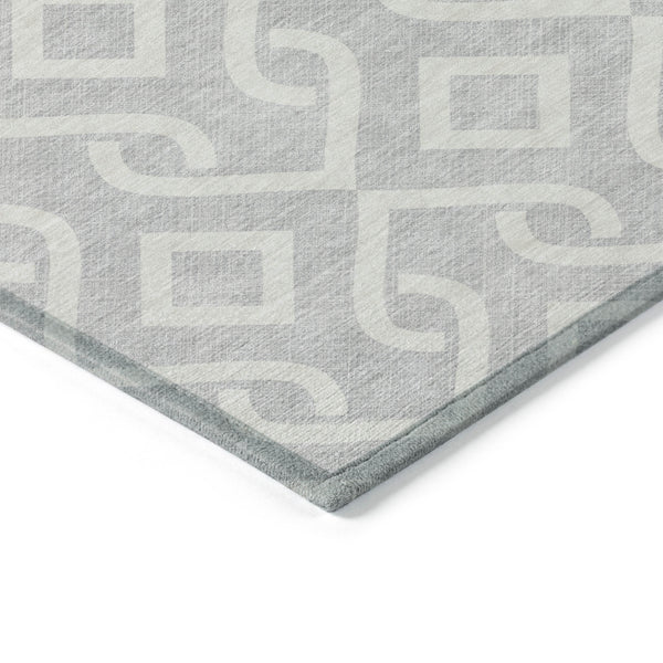 Homeroots 3' Aqua And Ivory Geometric Washable Area Rug - Perfect For Indoor Or Outdoor Spaces, Durable Design! 10' X 14' Polyester 578969