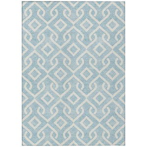 HomeRoots 9' Sky Blue and Ivory Geometric Area Rug - Stylish, Washable, and Durable for Indoor/Outdoor Spaces 9' X 12' 578974