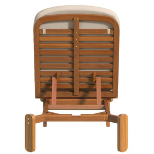 English Elm Outdoor Acacia Wood Chaise Lounge Reclining Patio Chair with Cushion for Poolside Brown N719P445623D