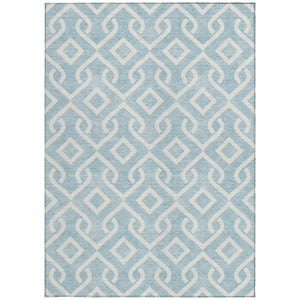 Homeroots 3' Aqua And Ivory Geometric Washable Area Rug - Perfect For Indoor Or Outdoor Spaces, Durable Design! 10' X 14' Polyester 578975