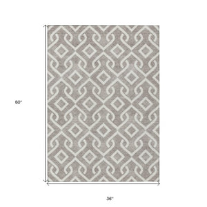 Homeroots 3' Aqua And Ivory Geometric Washable Area Rug - Perfect For Indoor Or Outdoor Spaces, Durable Design! 3' X 5' Polyester 578976