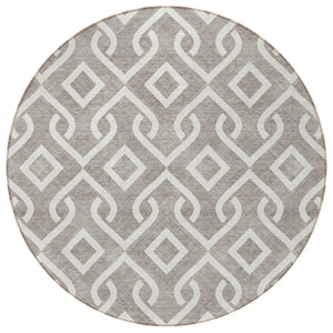 Homeroots 3' Aqua And Ivory Geometric Washable Area Rug - Perfect For Indoor Or Outdoor Spaces, Durable Design! 8' Round Polyester 578978