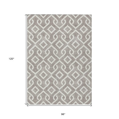 Homeroots 3' Aqua And Ivory Geometric Washable Area Rug - Perfect For Indoor Or Outdoor Spaces, Durable Design! 8' X 10' Polyester 578979