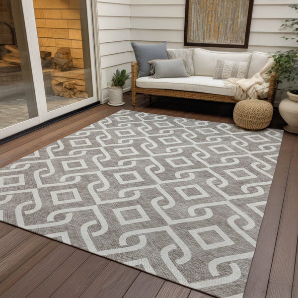 Homeroots 3' Aqua And Ivory Geometric Washable Area Rug - Perfect For Indoor Or Outdoor Spaces, Durable Design! 9' X 12' Polyester 578980
