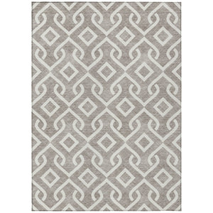 HomeRoots 5' Taupe and Ivory Geometric Indoor Outdoor Area Rug – Stylish, Durable, Washable for All Spaces 10' X 14' 578981