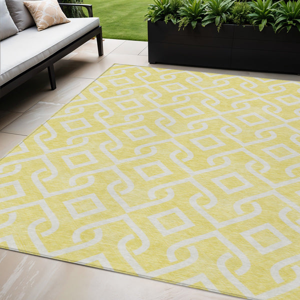 Homeroots 3' Aqua And Ivory Geometric Washable Area Rug - Perfect For Indoor Or Outdoor Spaces, Durable Design! 5' X 8' Polyester 578989