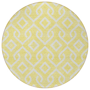 Homeroots 3' Aqua And Ivory Geometric Washable Area Rug - Perfect For Indoor Or Outdoor Spaces, Durable Design! 8' Round Polyester 578990