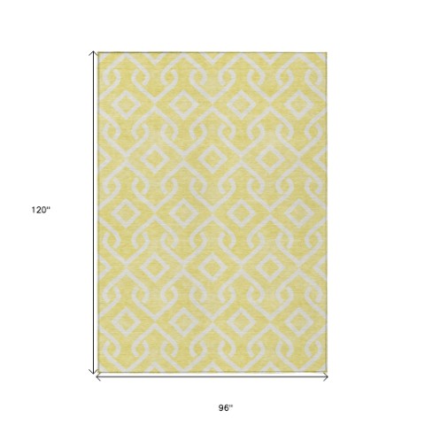 Homeroots 3' Aqua And Ivory Geometric Washable Area Rug - Perfect For Indoor Or Outdoor Spaces, Durable Design! 8' X 10' Polyester 578991