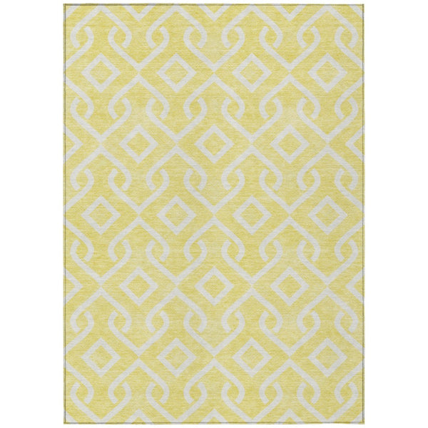 HomeRoots 9' Bold Yellow and Ivory Geometric Indoor Outdoor Area Rug – Durable, Washable, and Stylish Design 9' X 12' 578992