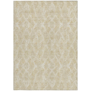 Homeroots 3' Stylish Beige Taupe Geometric Washable Area Rug For Indoor And Outdoor Spaces, Durable Design 5' X 8' Polyester 578995