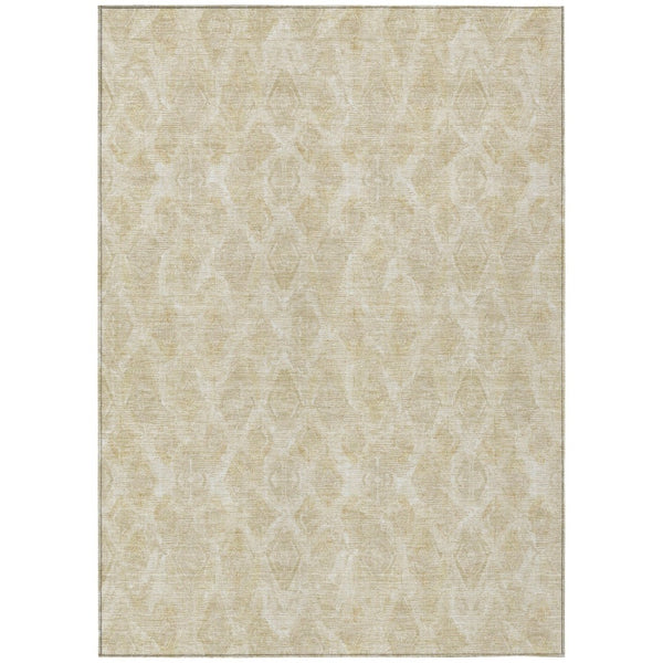 HomeRoots 5' Washable Indoor/Outdoor Area Rug - Stylish Beige Taupe Geometric Design for High Traffic Spaces 8' X 10' 578997