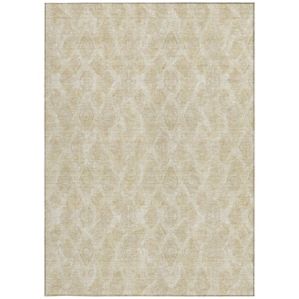 Homeroots 3' Stylish Beige Taupe Geometric Washable Area Rug For Indoor And Outdoor Spaces, Durable Design 9' X 12' Polyester 578998