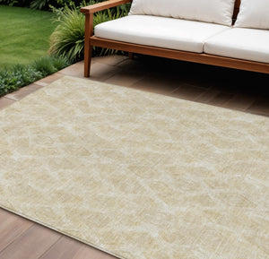 Homeroots 3' Stylish Beige Taupe Geometric Washable Area Rug For Indoor And Outdoor Spaces, Durable Design 9' X 12' Polyester 578998