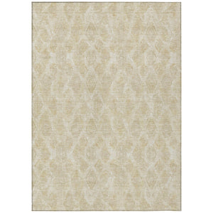 HomeRoots 9' Durable Geometric Indoor Outdoor Area Rug in Beige and Taupe – Stain Resistant & Washable! 9' X 12' 578998