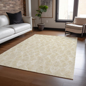 Homeroots 3' Stylish Beige Taupe Geometric Washable Area Rug For Indoor And Outdoor Spaces, Durable Design 9' X 12' Polyester 578998