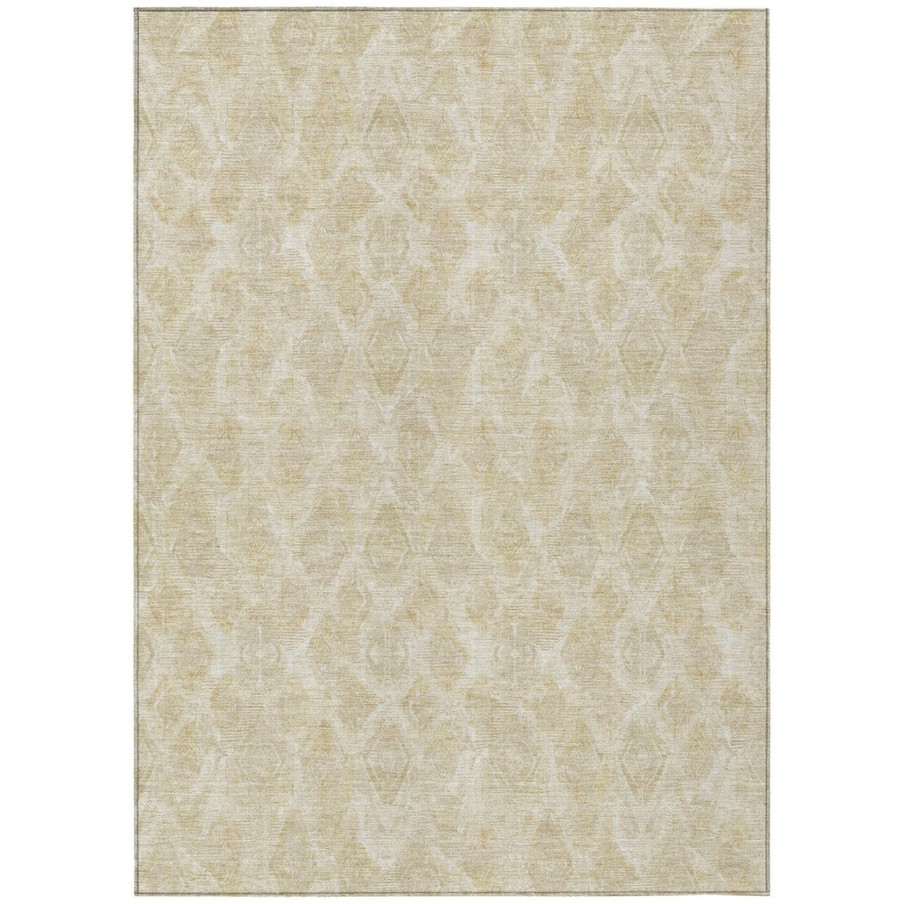 HomeRoots 5' Washable Indoor/Outdoor Area Rug - Stylish Beige Taupe Geometric Design for High Traffic Spaces 10' X 14' 578999
