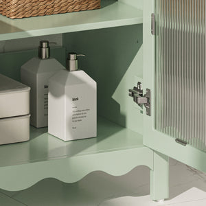 English Elm Christopher Knight Home® - 30 Inch Bathroom Vanity With Tempered Glass Doors, Soft-Close, Modern Green Cabinet & Ceramic Sink N817P299499G