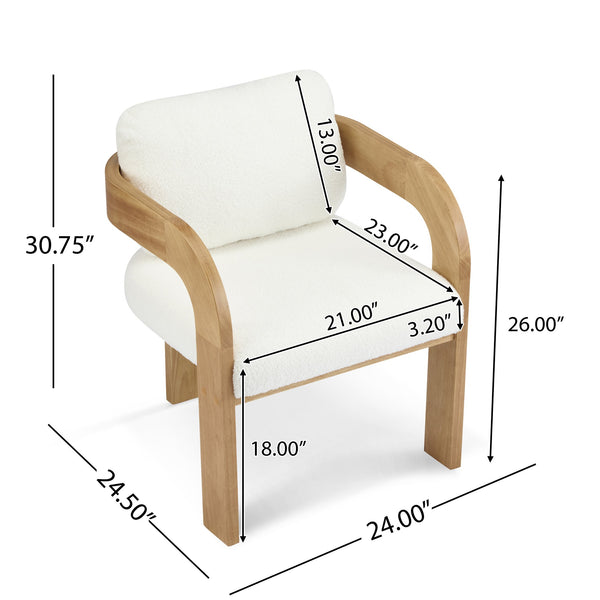 English Elm Christopher Knight Home® - 2-Pack Dining Chairs with Pillow Back and Curved Arms, Foam Seat Comfort, Sturdy Rubber Wood Frame White+Natural N779P298399C