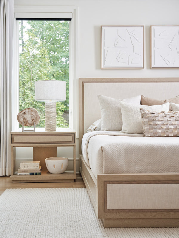 Lexington Tommy Bahama Home Gavin Nightstand: Modern Design With Touch Led Lighting, Soft-close Drawer & Open Storage Compartment Sand Drift  578-622