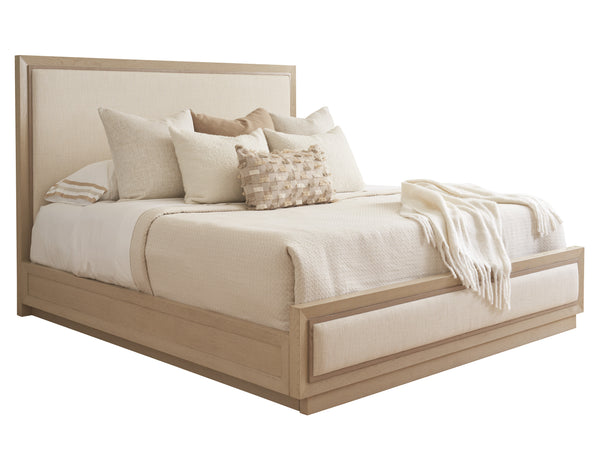 Lexington Tommy Bahama Home Grayson Upholstered Bed: Contemporary Design With Elegant Shadow Finish And Luxe Textured Fabric Sand Drift  578-143c