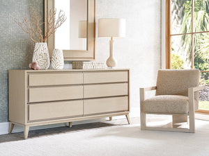 Lexington Tommy Bahama Home Latham Double Dresser - Elegant White Oak Design With Soft-close Drawers And Modern Coastal Charm Sand Drift  578-222