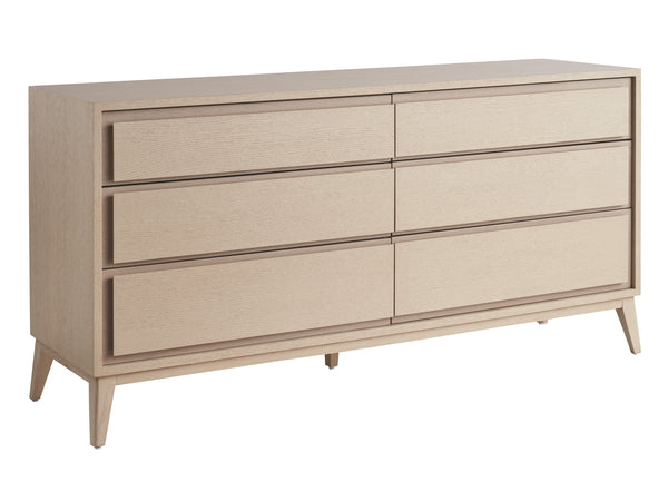 Lexington Tommy Bahama Home Latham Double Dresser - Elegant White Oak Design With Soft-close Drawers And Modern Coastal Charm Sand Drift  578-222