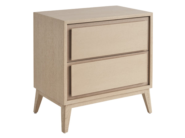 Lexington Tommy Bahama Home Tillman Nightstand - Elegant Sand Drift Finish With Soft-close Drawers & Tapered Splayed Legs Sand Drift  578-621