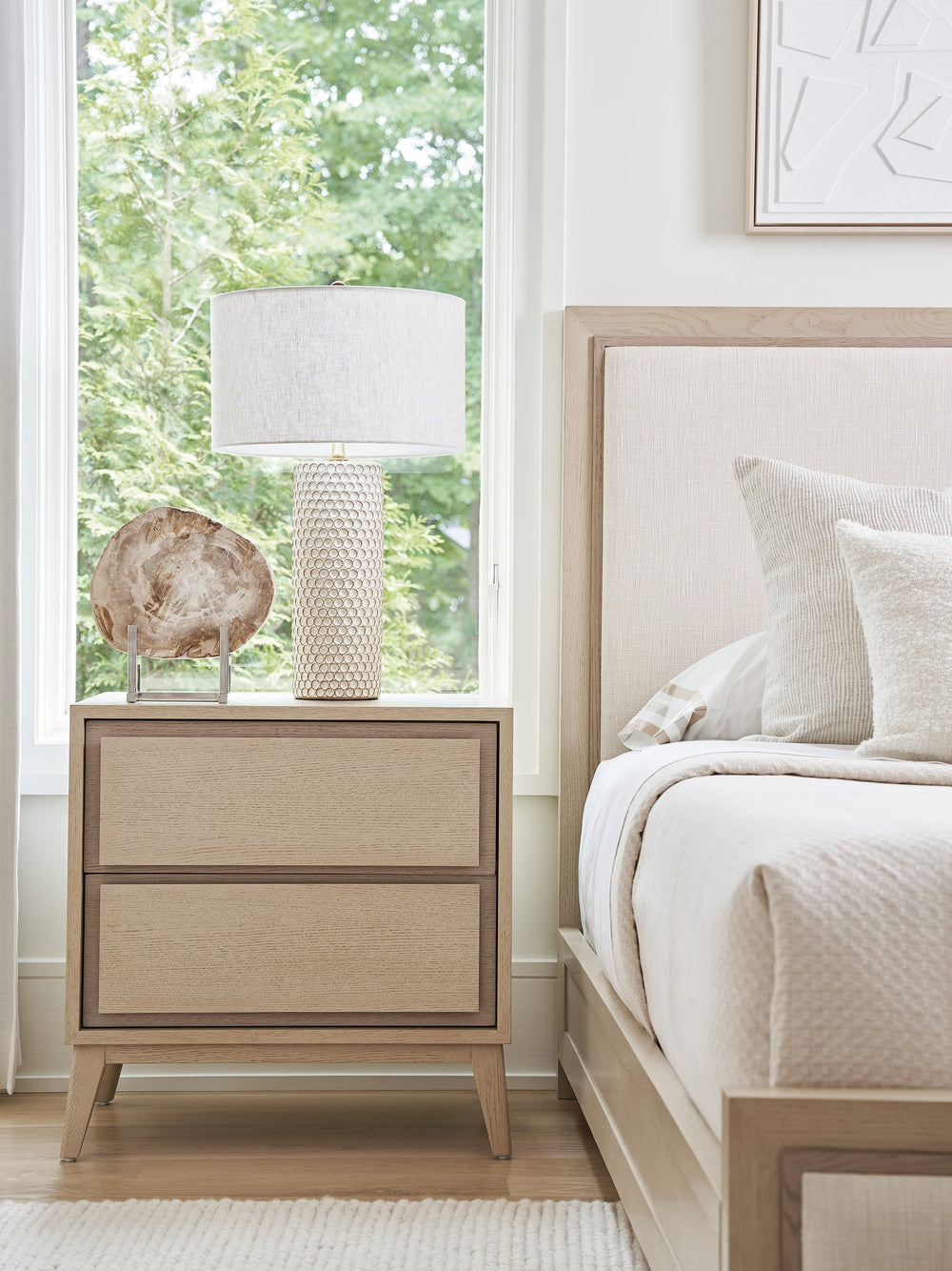 Lexington Tommy Bahama Home Tillman Nightstand - Elegant Sand Drift Finish With Soft-close Drawers & Tapered Splayed Legs Sand Drift  578-621