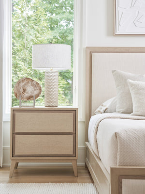 Lexington Tommy Bahama Home Tillman Nightstand - Elegant Sand Drift Finish With Soft-close Drawers & Tapered Splayed Legs Sand Drift  578-621