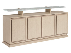 Lexington Tommy Bahama Home Callum Buffet - Contemporary Sand Drift Finish With Wavy Glass Shelf, Adjustable Storage & Soft-close Drawer Sand Drift  578-852