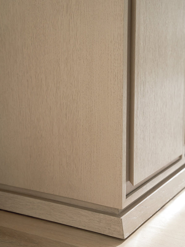 Lexington Tommy Bahama Home Callum Buffet - Contemporary Sand Drift Finish With Wavy Glass Shelf, Adjustable Storage & Soft-close Drawer Sand Drift  578-852