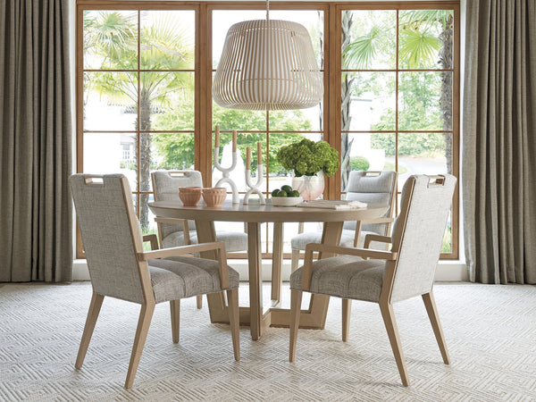 Lexington Tommy Bahama Home Aiden Channeled Upholstered Dining Chair - Modern Design With Comfort, Brushed Champagne Accents Sand Drift  578-883-40