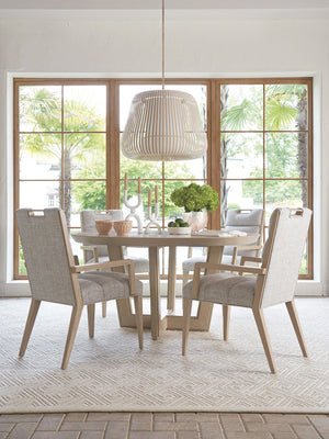 Lexington Tommy Bahama Home Hanson Round Dining Table - Elegant White Oak Design With Wavy Glass, Perfect For Contemporary Spaces Sand Drift  578-875c