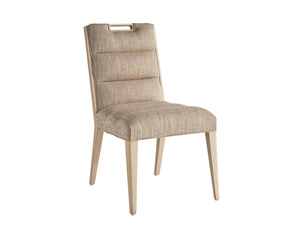 Lexington Tommy Bahama Home Aiden Channeled Upholstered Dining Chair - Modern Design With Comfort, Brushed Champagne Accents Sand Drift  578-882-40