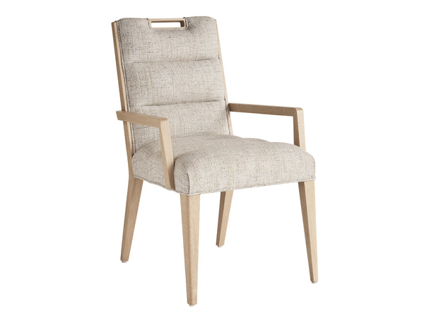 Lexington Tommy Bahama Home Aiden Channeled Upholstered Dining Chair - Modern Design With Comfort, Brushed Champagne Accents Sand Drift  578-883-40